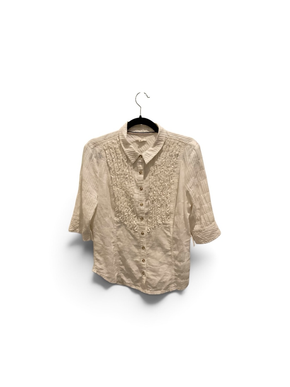 Pilcro Cream Textured Button-Down Blouse